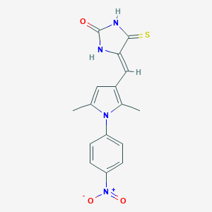 molecular formula C16H14N4O3S B300975 4-[(1-{4-nitrophenyl}-2,5-dimethyl-1H-pyrrol-3-yl)methylene]-5-thioxo-2-imidazolidinone 