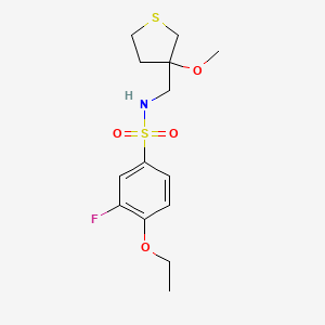molecular formula C14H20FNO4S2 B3009755 4-ethoxy-3-fluoro-N-((3-methoxytetrahydrothiophen-3-yl)methyl)benzenesulfonamide CAS No. 1448056-61-8