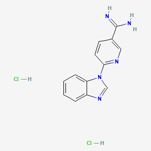 molecular formula C13H13Cl2N5 B3009761 6-(1H-1,3-苯并二唑-1-基)吡啶-3-甲酰胺二盐酸盐 CAS No. 1221725-99-0