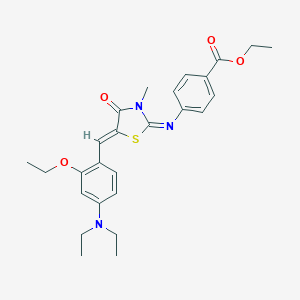 molecular formula C26H31N3O4S B300978 Ethyl 4-({5-[4-(diethylamino)-2-ethoxybenzylidene]-3-methyl-4-oxo-1,3-thiazolidin-2-ylidene}amino)benzoate 