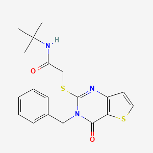 molecular formula C19H21N3O2S2 B3009784 2-[(3-benzyl-4-oxo-3,4-dihydrothieno[3,2-d]pyrimidin-2-yl)sulfanyl]-N-tert-butylacetamide CAS No. 1252929-37-5