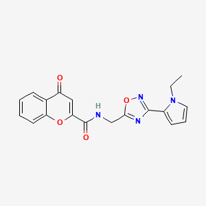 molecular formula C19H16N4O4 B3009788 N-((3-(1-ethyl-1H-pyrrol-2-yl)-1,2,4-oxadiazol-5-yl)methyl)-4-oxo-4H-chromene-2-carboxamide CAS No. 2034453-90-0