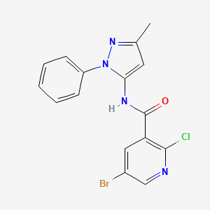 molecular formula C16H12BrClN4O B3009794 5-Bromo-2-chloro-N-(5-methyl-2-phenylpyrazol-3-yl)pyridine-3-carboxamide CAS No. 2361674-40-8