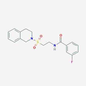 molecular formula C18H19FN2O3S B3009802 N-(2-((3,4-二氢异喹啉-2(1H)-基)磺酰基)乙基)-3-氟苯甲酰胺 CAS No. 922036-23-5