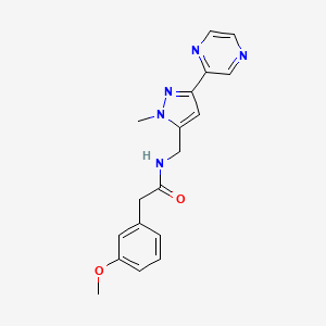 molecular formula C18H19N5O2 B3009815 2-(3-甲氧基苯基)-N-((1-甲基-3-(吡嗪-2-基)-1H-吡唑-5-基)甲基)乙酰胺 CAS No. 2034457-33-3