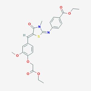 molecular formula C25H26N2O7S B300983 Ethyl 4-({5-[4-(2-ethoxy-2-oxoethoxy)-3-methoxybenzylidene]-3-methyl-4-oxo-1,3-thiazolidin-2-ylidene}amino)benzoate 