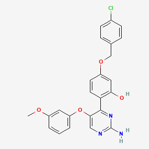 molecular formula C24H20ClN3O4 B3009832 2-(2-氨基-5-(3-甲氧基苯氧基)嘧啶-4-基)-5-((4-氯苄基)氧基)苯酚 CAS No. 903188-93-2