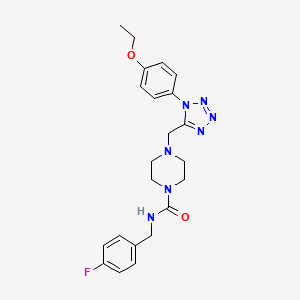 molecular formula C22H26FN7O2 B3009836 4-((1-(4-ethoxyphenyl)-1H-tetrazol-5-yl)methyl)-N-(4-fluorobenzyl)piperazine-1-carboxamide CAS No. 1049413-65-1