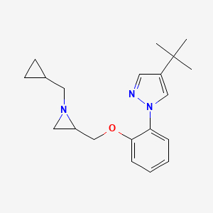 molecular formula C20H27N3O B3009843 4-Tert-butyl-1-[2-[[1-(cyclopropylmethyl)aziridin-2-yl]methoxy]phenyl]pyrazole CAS No. 2418729-04-9