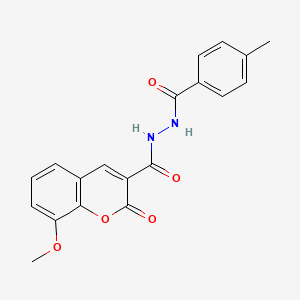 molecular formula C19H16N2O5 B3009850 8-甲氧基-N'-(4-甲基苯甲酰)-2-氧代色烯-3-碳酰肼 CAS No. 189253-47-2