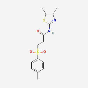 molecular formula C15H18N2O3S2 B3009851 N-(4,5-二甲基噻唑-2-基)-3-甲苯磺酰基丙酰胺 CAS No. 923403-88-7