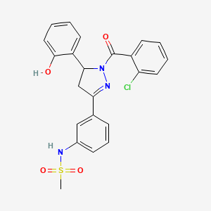 molecular formula C23H20ClN3O4S B3009878 N-(3-(1-(2-chlorobenzoyl)-5-(2-hydroxyphenyl)-4,5-dihydro-1H-pyrazol-3-yl)phenyl)methanesulfonamide CAS No. 868214-17-9