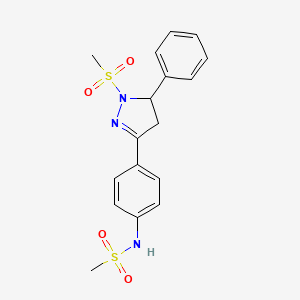 molecular formula C17H19N3O4S2 B3009888 N-[4-(2-methylsulfonyl-3-phenyl-3,4-dihydropyrazol-5-yl)phenyl]methanesulfonamide CAS No. 851781-30-1