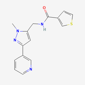 N-((1-methyl-3-(pyridin-3-yl)-1H-pyrazol-5-yl)methyl)thiophene-3-carboxamide