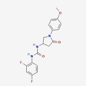 molecular formula C18H17F2N3O3 B3009900 1-(2,4-二氟苯基)-3-(1-(4-甲氧基苯基)-5-氧代吡咯烷-3-基)脲 CAS No. 877640-56-7