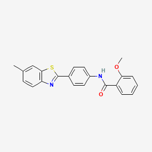 molecular formula C22H18N2O2S B3009924 2-methoxy-N-[4-(6-methyl-1,3-benzothiazol-2-yl)phenyl]benzamide CAS No. 313374-12-8