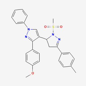 3'-(4-methoxyphenyl)-2-(methylsulfonyl)-1'-phenyl-5-(p-tolyl)-3,4-dihydro-1'H,2H-3,4'-bipyrazole