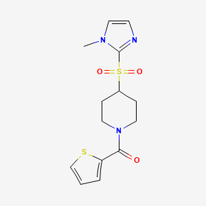 molecular formula C14H17N3O3S2 B3009939 (4-((1-methyl-1H-imidazol-2-yl)sulfonyl)piperidin-1-yl)(thiophen-2-yl)methanone CAS No. 2034428-42-5