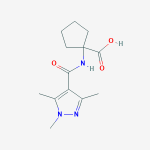 molecular formula C13H19N3O3 B3009948 1-(trimethyl-1H-pyrazole-4-amido)cyclopentane-1-carboxylic acid CAS No. 1152866-40-4