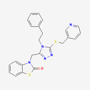 molecular formula C24H21N5OS2 B3009950 3-((4-phenethyl-5-((pyridin-3-ylmethyl)thio)-4H-1,2,4-triazol-3-yl)methyl)benzo[d]thiazol-2(3H)-one CAS No. 862829-47-8