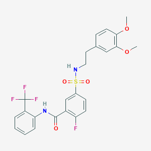 molecular formula C24H22F4N2O5S B3009954 5-(N-(3,4-dimethoxyphenethyl)sulfamoyl)-2-fluoro-N-(2-(trifluoromethyl)phenyl)benzamide CAS No. 451480-16-3