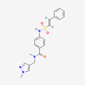 molecular formula C21H22N4O3S B3009957 N-甲基-N-[(1-甲基吡唑-4-基)甲基]-4-[[(E)-2-苯乙烯基]磺酰氨基]苯甲酰胺 CAS No. 1181462-06-5