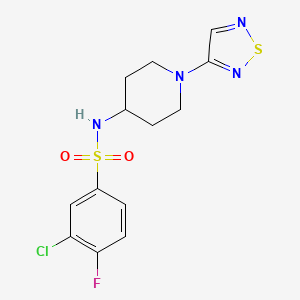 molecular formula C13H14ClFN4O2S2 B3009962 N-(1-(1,2,5-thiadiazol-3-yl)piperidin-4-yl)-3-chloro-4-fluorobenzenesulfonamide CAS No. 2034458-26-7