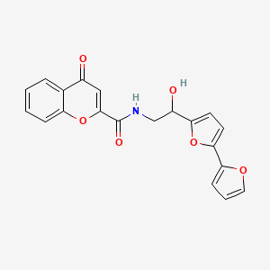 molecular formula C20H15NO6 B3009967 N-[2-[5-(Furan-2-yl)furan-2-yl]-2-hydroxyethyl]-4-oxochromene-2-carboxamide CAS No. 2310145-60-7