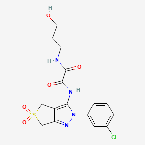 molecular formula C16H17ClN4O5S B3009968 N1-(2-(3-chlorophenyl)-5,5-dioxido-4,6-dihydro-2H-thieno[3,4-c]pyrazol-3-yl)-N2-(3-hydroxypropyl)oxalamide CAS No. 899990-07-9