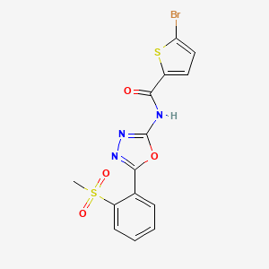 molecular formula C14H10BrN3O4S2 B3009969 5-bromo-N-(5-(2-(methylsulfonyl)phenyl)-1,3,4-oxadiazol-2-yl)thiophene-2-carboxamide CAS No. 886922-48-1