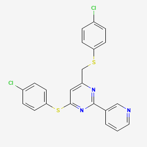 4-Chlorophenyl 6-{[(4-chlorophenyl)sulfanyl]methyl}-2-(3-pyridinyl)-4-pyrimidinyl sulfide