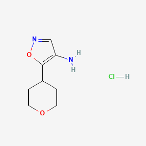 molecular formula C8H13ClN2O2 B3009972 5-(氧杂环-4-基)-1,2-恶唑-4-胺；盐酸盐 CAS No. 2361638-66-4