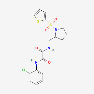 molecular formula C17H18ClN3O4S2 B3009973 N1-(2-chlorophenyl)-N2-((1-(thiophen-2-ylsulfonyl)pyrrolidin-2-yl)methyl)oxalamide CAS No. 896283-06-0