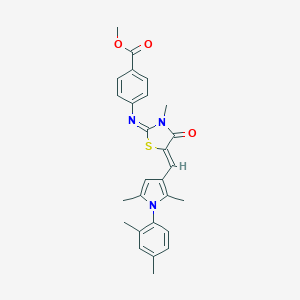 molecular formula C27H27N3O3S B300999 methyl 4-[(5-{[1-(2,4-dimethylphenyl)-2,5-dimethyl-1H-pyrrol-3-yl]methylene}-3-methyl-4-oxo-1,3-thiazolidin-2-ylidene)amino]benzoate 