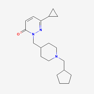 molecular formula C19H29N3O B3010001 2-{[1-(Cyclopentylmethyl)piperidin-4-yl]methyl}-6-cyclopropyl-2,3-dihydropyridazin-3-one CAS No. 2097925-70-5