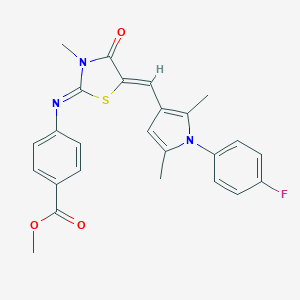 molecular formula C25H22FN3O3S B301001 methyl 4-[(5-{[1-(4-fluorophenyl)-2,5-dimethyl-1H-pyrrol-3-yl]methylene}-3-methyl-4-oxo-1,3-thiazolidin-2-ylidene)amino]benzoate 