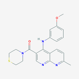 (4-((3-Methoxyphenyl)amino)-7-methyl-1,8-naphthyridin-3-yl)(thiomorpholino)methanone