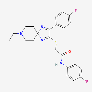 2-((8-ethyl-3-(4-fluorophenyl)-1,4,8-triazaspiro[4.5]deca-1,3-dien-2-yl)thio)-N-(4-fluorophenyl)acetamide