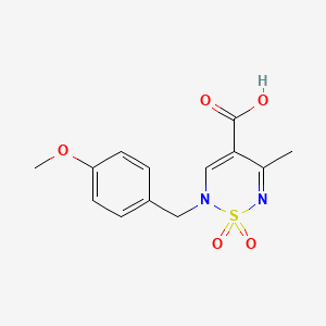 molecular formula C13H14N2O5S B3010017 2-(4-methoxybenzyl)-5-methyl-2H-1,2,6-thiadiazine-4-carboxylic acid 1,1-dioxide CAS No. 1443979-08-5