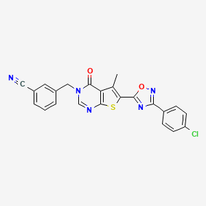 3-((6-(3-(4-chlorophenyl)-1,2,4-oxadiazol-5-yl)-5-methyl-4-oxothieno[2,3-d]pyrimidin-3(4H)-yl)methyl)benzonitrile
