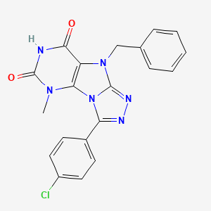 molecular formula C20H15ClN6O2 B3010046 5-Benzyl-8-(4-chlorophenyl)-1-methylpurino[8,9-c][1,2,4]triazole-2,4-dione CAS No. 921879-20-1
