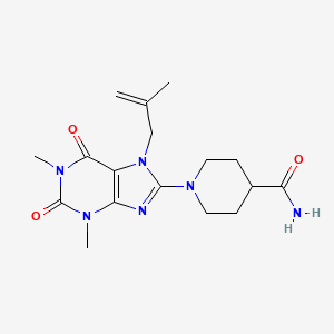 molecular formula C17H24N6O3 B3010047 1-(1,3-dimethyl-7-(2-methylallyl)-2,6-dioxo-2,3,6,7-tetrahydro-1H-purin-8-yl)piperidine-4-carboxamide CAS No. 442864-65-5