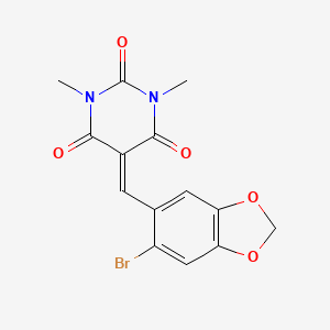 molecular formula C14H11BrN2O5 B3010050 5-[(6-bromo-1,3-benzodioxol-5-yl)methylene]-1,3-dimethyl-2,4,6(1H,3H,5H)-pyrimidinetrione CAS No. 478078-93-2