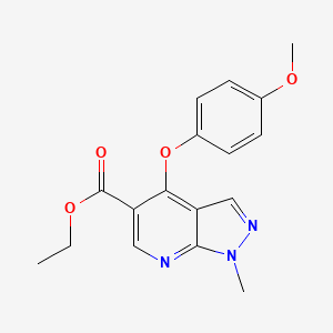 ethyl 4-(4-methoxyphenoxy)-1-methyl-1H-pyrazolo[3,4-b]pyridine-5-carboxylate