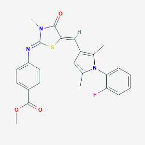 molecular formula C25H22FN3O3S B301006 methyl 4-[(5-{[1-(2-fluorophenyl)-2,5-dimethyl-1H-pyrrol-3-yl]methylene}-3-methyl-4-oxo-1,3-thiazolidin-2-ylidene)amino]benzoate 