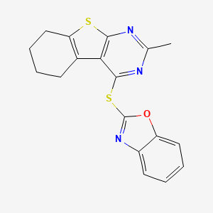 2-[(2-Methyl-5,6,7,8-tetrahydro-[1]benzothiolo[2,3-d]pyrimidin-4-yl)sulfanyl]-1,3-benzoxazole