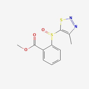 molecular formula C11H10N2O3S2 B3010068 Methyl 2-[(4-methyl-1,2,3-thiadiazol-5-yl)sulfinyl]benzenecarboxylate CAS No. 246022-42-4