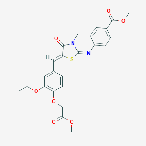 molecular formula C24H24N2O7S B301008 Methyl 4-({5-[3-ethoxy-4-(2-methoxy-2-oxoethoxy)benzylidene]-3-methyl-4-oxo-1,3-thiazolidin-2-ylidene}amino)benzoate 