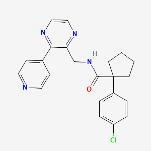 molecular formula C22H21ClN4O B3010085 1-(4-氯苯基)-N-{[3-(吡啶-4-基)吡嗪-2-基]甲基}环戊烷-1-甲酰胺 CAS No. 2034499-36-8