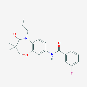 molecular formula C21H23FN2O3 B3010096 N-(3,3-dimethyl-4-oxo-5-propyl-2,3,4,5-tetrahydrobenzo[b][1,4]oxazepin-8-yl)-3-fluorobenzamide CAS No. 921525-66-8